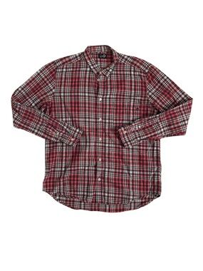 Cheap Monday Red Plaid Button-Down Shirt - Casual Long Sleeve